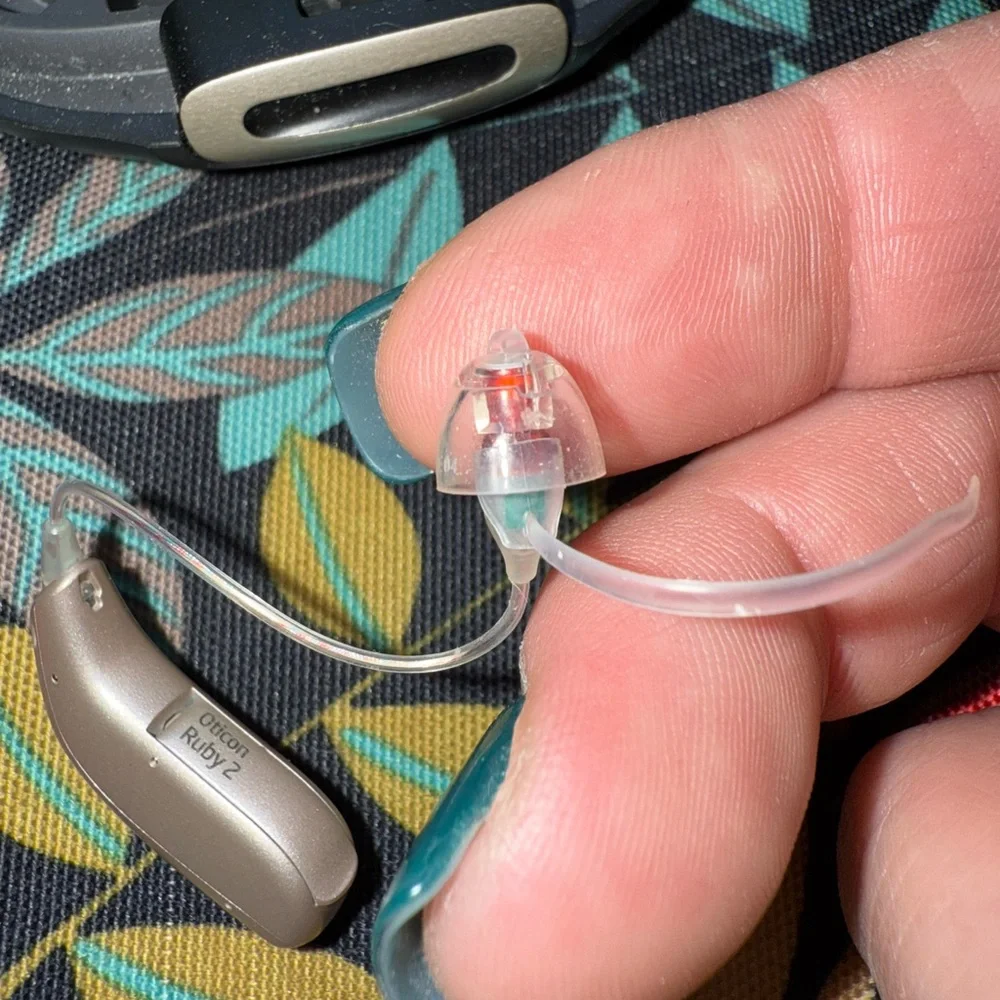 Oticon Black Hearing Aides with Cases
